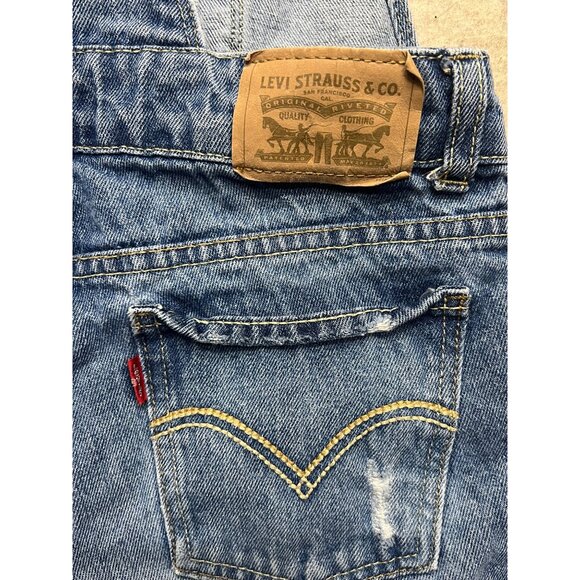 Levi's Distressed Medium Wash Shortall Girls 10 Regular - Picture 6 of 11